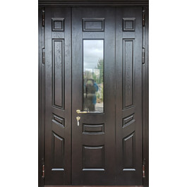 Двустворчатая входная дверь МДФ РД-2648 со стеклом по цене от 40500 рублей