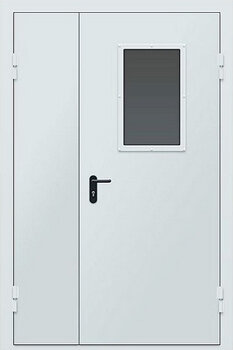 Полуторная техническая дверь с окном РД-2223