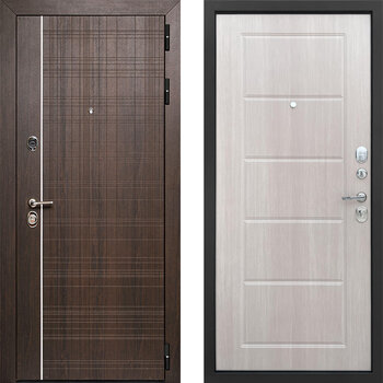 Термо стальная дверь МДФ-панель РД-2338 цвет коричневый/дуб беленый