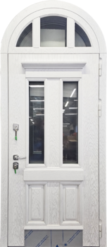 Белая арочная дверь со стеклом РД-2647