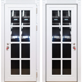 Белая дверь в частный дом со стеклом РД-2592 термо по цене от 36000 рублей