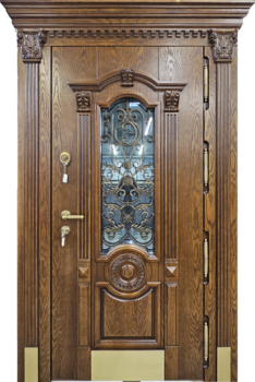 Дверь для парадной с ковкой и стеклом РД-2747 с терморазрывом