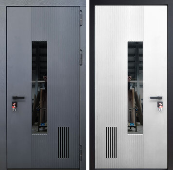 Дверь морозостойкая РД-2500 с вентиляцией МДФ с двух сторон и стеклопакет