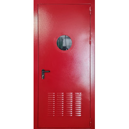 Дверь противопожарная с вентиляционной решеткой и круглым окном РД-2621 по цене от 19000 рублей