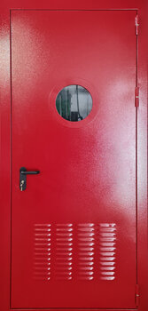 Дверь противопожарная с вентиляционной решеткой и круглым окном РД-2621