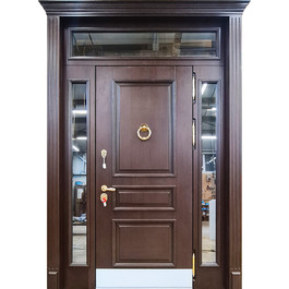 Дверь с фрамужной вставкой и стеклом РД-2555 цвет шоколадный орех по цене от 45500 рублей