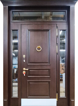 Дверь с фрамужной вставкой и стеклом РД-2555 цвет шоколадный орех