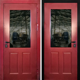 Дверь с терморазрывом РД-2496 МДФ красный глянец + стеклопакет по цене от 27500 рублей
