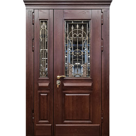 Дверь со стеклом и ковкой в коттедж РД-2519 по цене от 40000 рублей