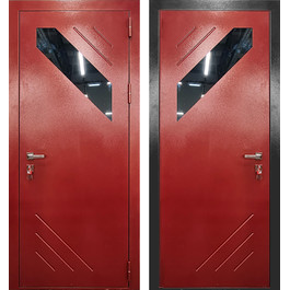 Дверь терморазрыв РД-2505 красный порошок окно и давленый узор по цене от 24000 рублей