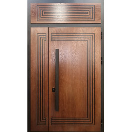 Дверь термозащитная РД-2498 с верхней фрамугой МДФ Орех длинная ручка по цене от 28500 рублей