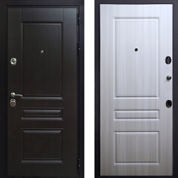 Дверь входная с МДФ-панелью с двух сторон РД-2339 цвет грецкий орех/сосна белая