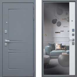 Дверь входная с зеркалом РД-2368 МДФ серый/белый по цене от 21900 рублей