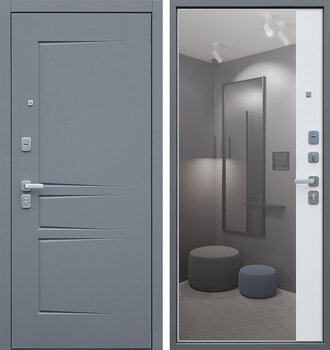 Дверь входная со скрытыми петлями РД-2479 с зеркалом с шумоизоляцией в квартиру