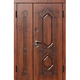 Двухстворчатая дверь МДФ коричневая РД-2129 с узорами по цене от 30000 рублей
