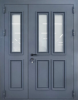 Двустворчатая дверь со стеклом отделка из МДФ РД-2537