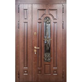 МДФ дверь с ковкой и стеклом РД-2580 с терморазрывом по цене от 47500 рублей