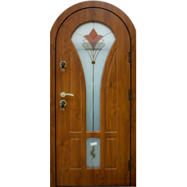 Металлическая арочная дверь в дом РД-2437 МДФ-плита со стеклом по цене от 22500 рублей