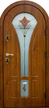 Металлическая арочная дверь в дом РД-2437 МДФ-плита со стеклом