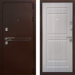 Металлическая дверь с отделкой из МДФ РД-2345 антик медь/дуб беленый по цене от 17500 рублей