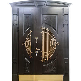 Морозостойкая арочная дверь РД-2486 со стеклом и ковкой по цене от 60000 рублей