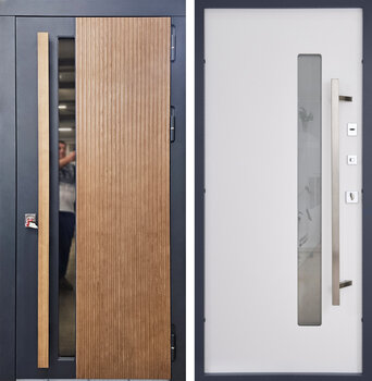 Морозостойкая дверь с длинной ручкой и зеркалом РД-2503