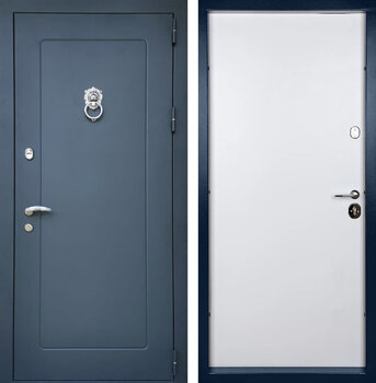 Морозостойкая дверь со стукалкой РД-2643 синее порошковое напыление
