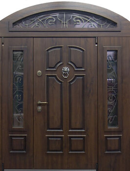 Непромерзающая дверь со стеклопакетами и ковкой РД-2459