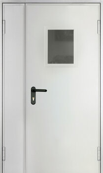 Огнестойкая входная дверь РД-2407 с фрамугой и стеклопакетом