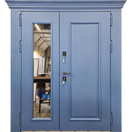 Парадная дверь с термозащитой РД-2628 цвет синий + наружное стекло по цене от 56600 рублей
