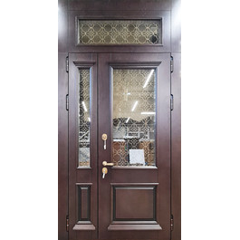 Полуторная дверь с фрамужной вставкой РД-2572 со стеклом и ковкой/терморазрыв по цене от 58300 рублей