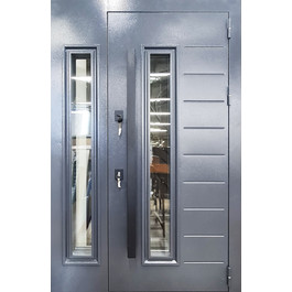 Полуторная дверь со стеклом РД-2591 отделка из порошкового напыления по цене от 35600 рублей