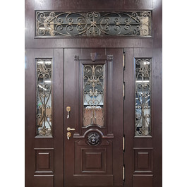 Премиальная дверь с ковкой и стеклом РД-2576 терморазрыв по цене от 75500 рублей