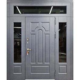 Серая большая дверь со темным остеклением РД-2677 по цене от 59500 рублей