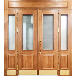 Широкая входная дверь со стеклом и терморазрывом РД-2539 отделка из МДФ по цене от 89000 рублей