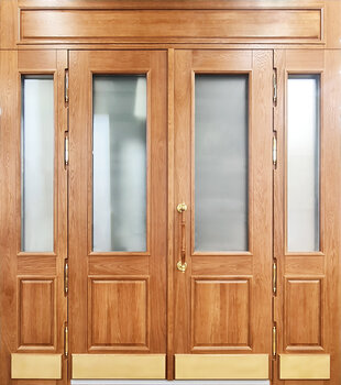 Широкая входная дверь со стеклом и терморазрывом РД-2539 отделка из МДФ