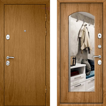 Стальная дверь с отделкой из ламината с зеркалом РД-2160