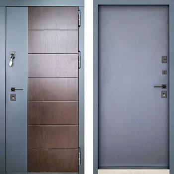 Стальная дверь с термо МДФ панель РД-2516 цвет серый и венге