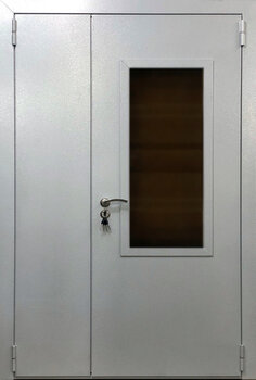 Стальная двустворчатая дверь со стеклом РД-2213