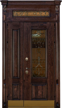 Стальная входная дверь с ковкой РД-2357 массив дерева