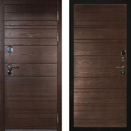 Стальная входная дверь с отделкой из МДФ-панели РД-2388 поперечный коричневый по цене от 19900 рублей