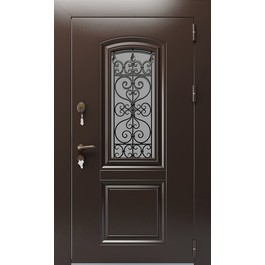 Уличная дверь с порошковым напылением РД-2782 ковка и стекло по цене от 38500 рублей