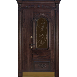 Входная дверь из массива дерева РД-2359 с окном и ковкой по цене от 94900 рублей