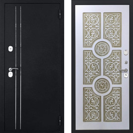 Входная дверь порошковое напыление и МДФ-панель РД-2376 черный муар/патина золото по цене от 24900 рублей