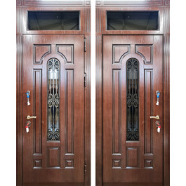 Входная дверь с фрамугой РД-2595 стекло с ковкой по цене от 30000 рублей