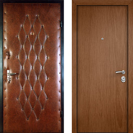 Входная дверь с отделкой из винилискожи и ламината РД-2158 по цене от 9500 рублей