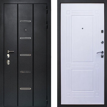 Входная металлическая дверь отделка порошок и МДФ РД-2342 графит/белый