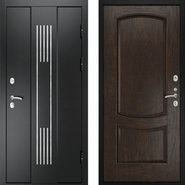Входная металлическая дверь РД-2378 порошок с декором и МДФ мореный дуб по цене от 21900 рублей
