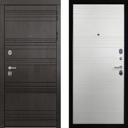 Входная металлическая дверь с МДФ-панелью РД-2397 поперечный коричневый/белый по цене от 20900 рублей
