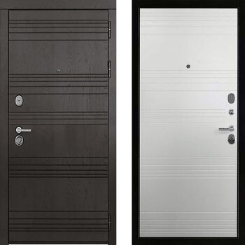 Входная металлическая дверь с МДФ-панелью РД-2397 поперечный коричневый/белый